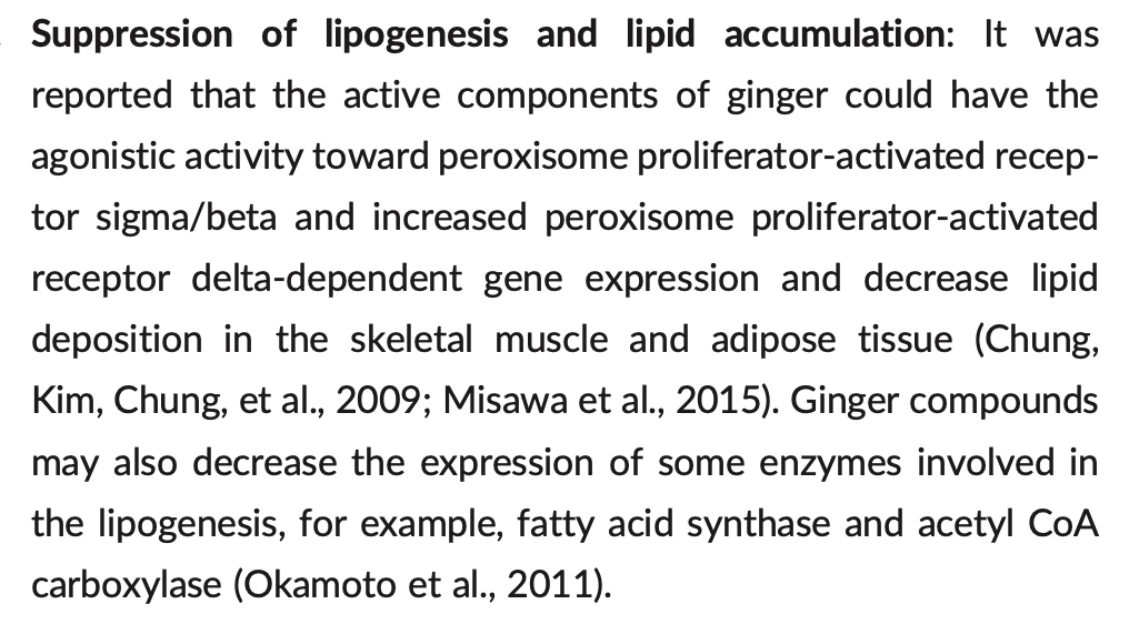 lowmegatron's tweet photo. ► Ginger decreases lipogenesis - the creation of fat cells.

“Ginger could modulate obesity through thermogenesis, increasing lipolysis, suppression of lipogenesis, inhibition of intestinal fat absorption, and controlling appetite.” https://t.co/vHiEKyE6Dl