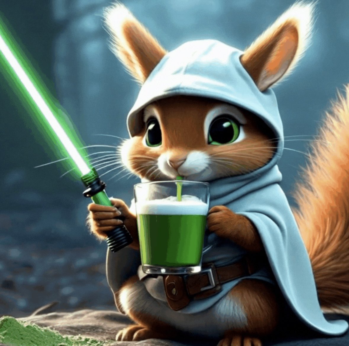 MatchiCoin's tweet photo. @Bitcoin The favorite drink of Obi PNut Kenobi is  $Matchi 💚 https://t.co/Q85I136LYJ