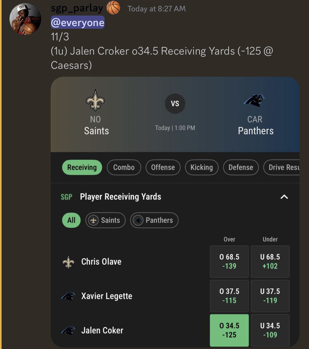 SGP_Parlay's tweet photo. $200 Giveaway to a FOLLOWER that RETWEETS &amp; LIKES this Tweet! ❤️

1PM SWEEP 🧹 

✅ Jalen Croker o34.5 Receiving Yards
✅ Mike Gesicki o3.5 Receptions
✅ Justin Herbert u0.5 Intercepions

(3-0) +3.00u

Posted in Discord ⬇️

https://t.co/QVfo23FKmi https://t.co/SnonwssZEm