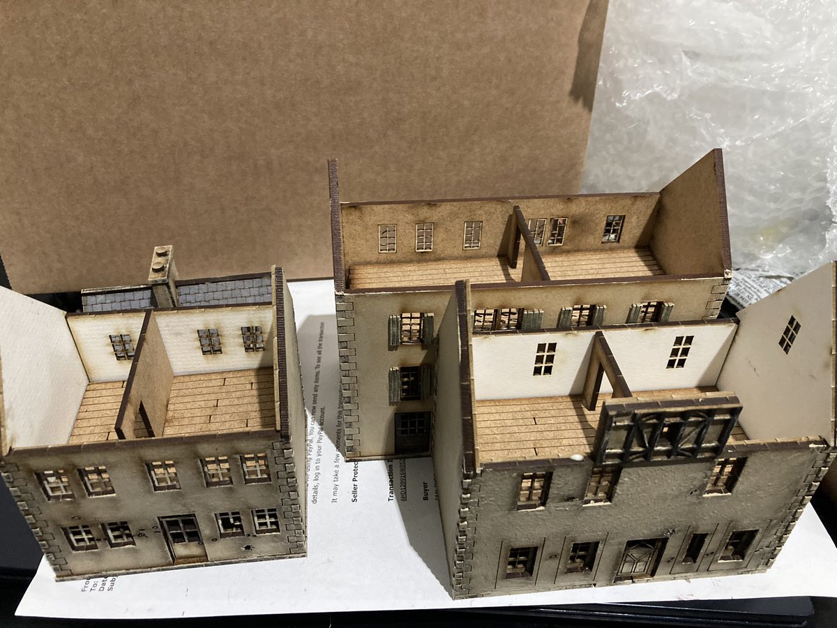 _empiresatwar_'s tweet photo. Now a set of ready made 15mm non ruined,  pre painted Normandy buildings . Come with removeable roofs and floors. Will be shipped to U.S tomorrow. https://t.co/pU3yHcsgPQ