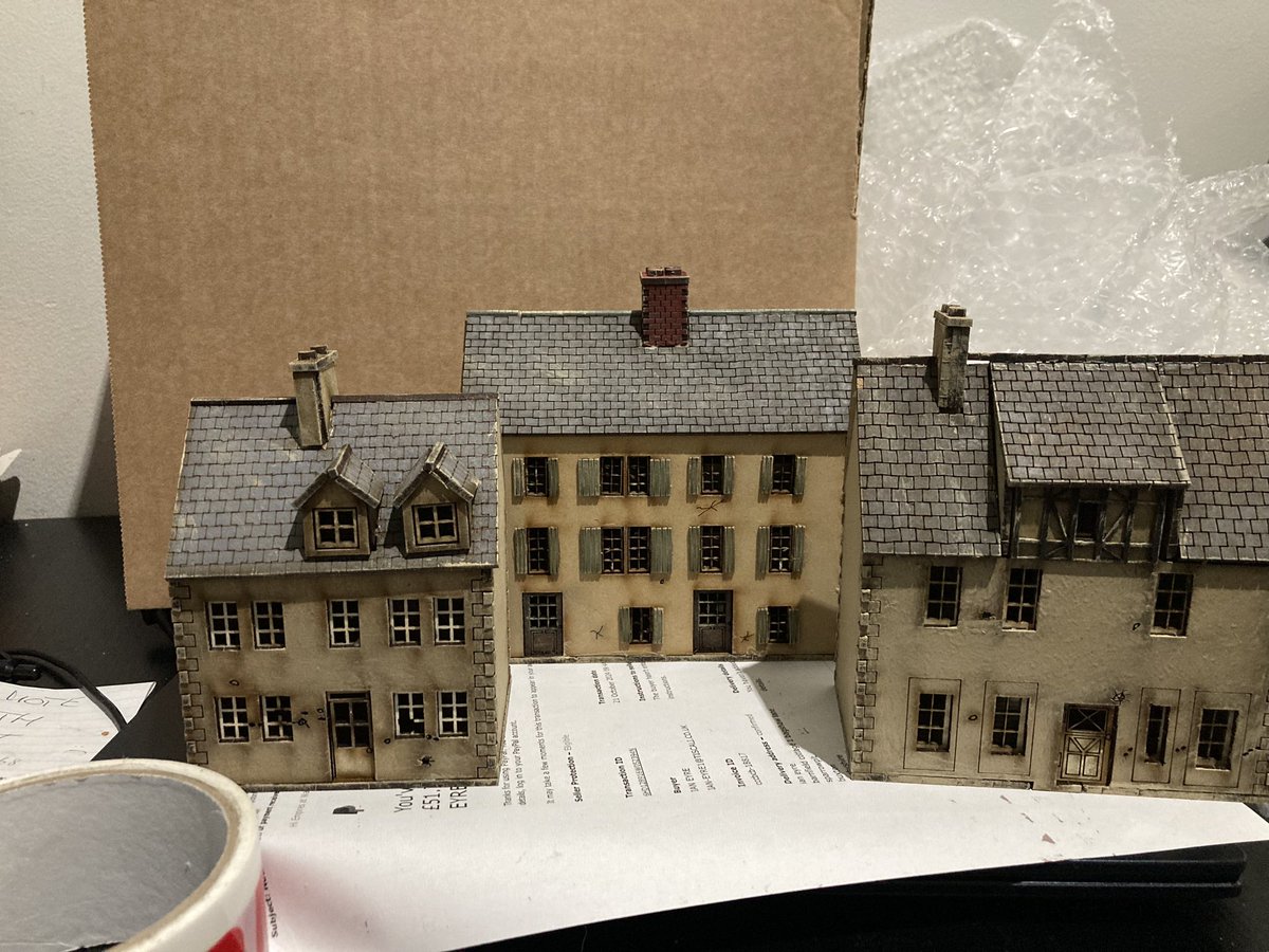 _empiresatwar_'s tweet photo. Now a set of ready made 15mm non ruined,  pre painted Normandy buildings . Come with removeable roofs and floors. Will be shipped to U.S tomorrow. https://t.co/pU3yHcsgPQ