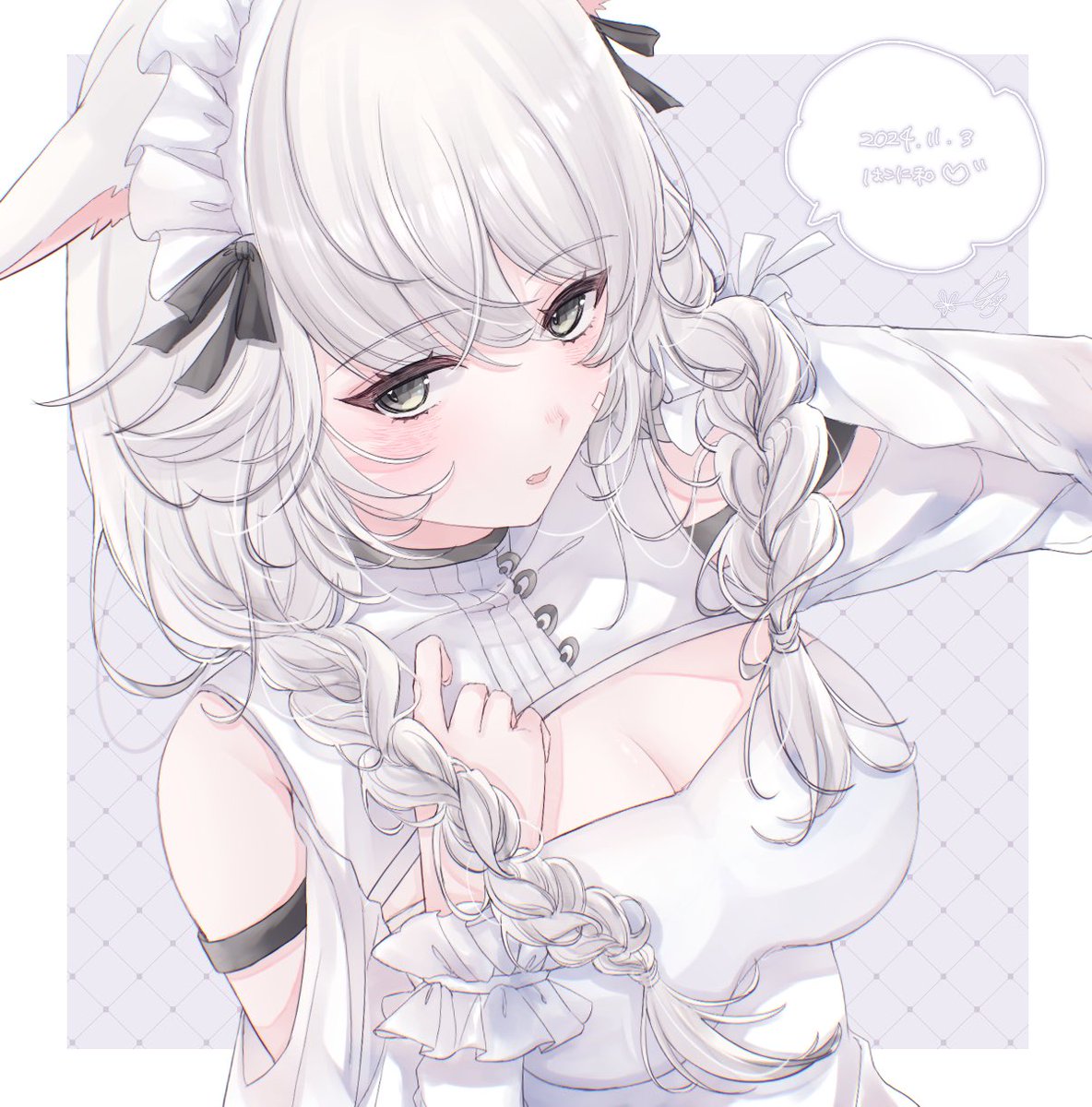 ichi__1xx's tweet image. 昨日いらした白ミコッテさん

#はこに和 #はこスケッチ