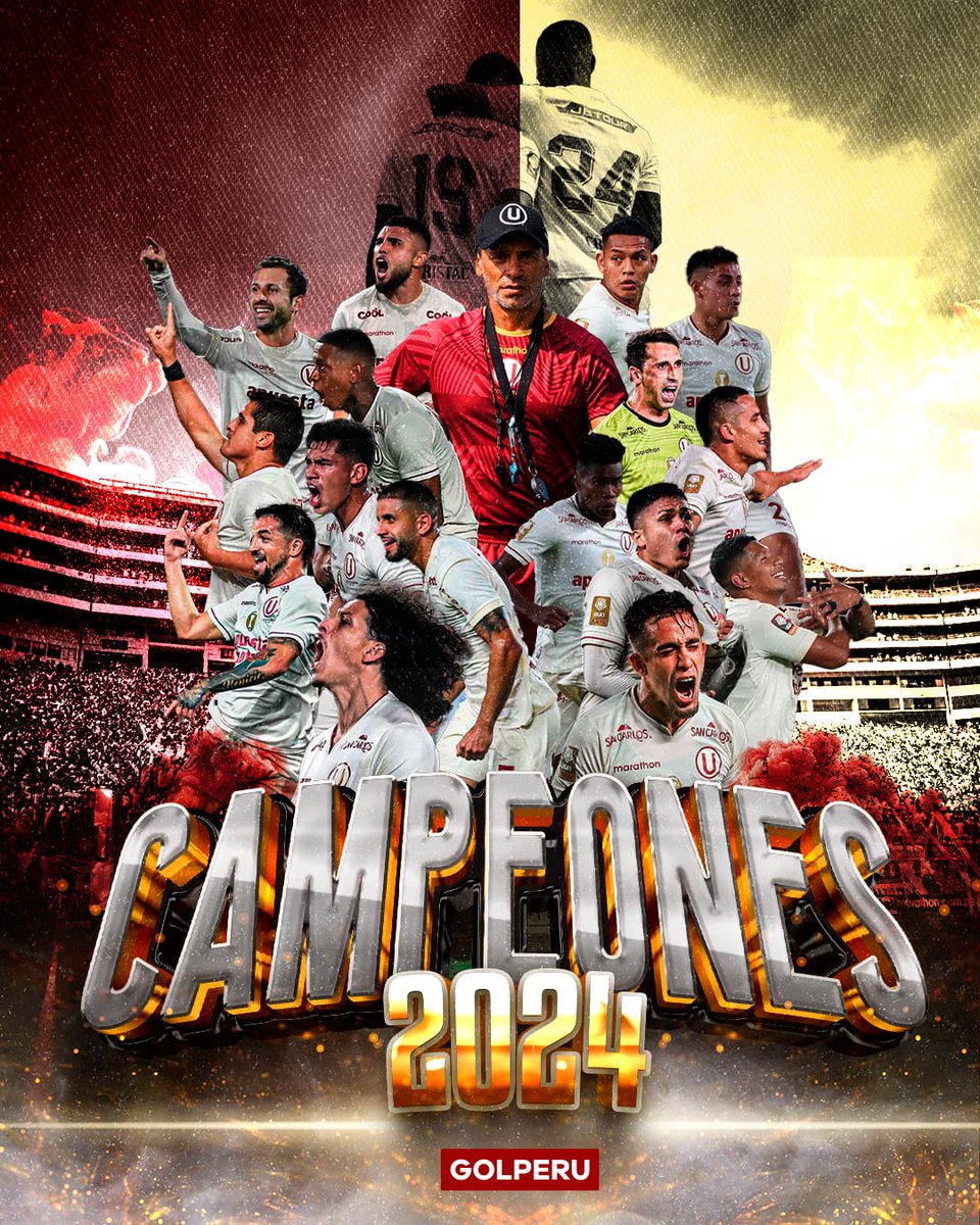 GOLPERUoficial's tweet photo. 🚨 #ÚLTIMOMINUTO ¡CELEBRA EL PUEBLO CREMA! @Universitario 🟠 es el campeón nacional 2024. El elenco de Fabián Bustos 🧠 empató ante @LosChankas 🔴🟠, se ubicó en la punta del #TorneoClausuraXGOLPERU 🏆🇵🇪 y alzarán el trofeo en el año de su Centenario 🔥. https://t.co/U8yeVnCkYQ