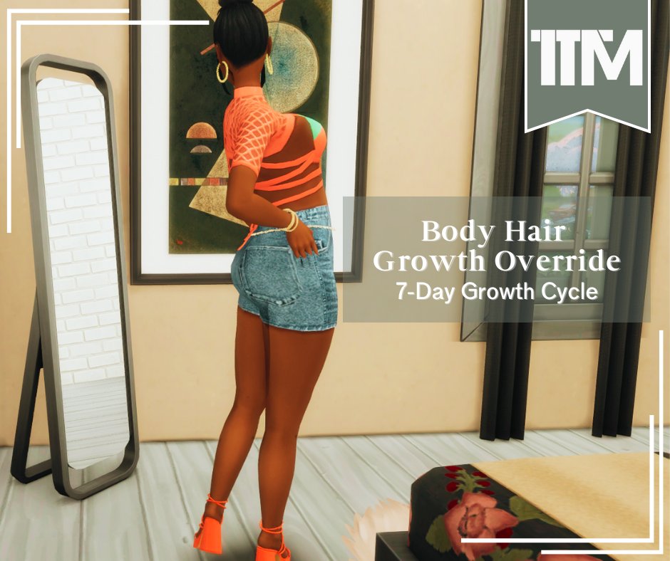 ImTashaMonet's tweet photo. Got tired of shaving my sims' body hair everyday so I made a hair growth override so I only have to do it like once a week. 

You can get it on my patreon or ko-fi (always free). Links in bio. https://t.co/UAi5el1jZh