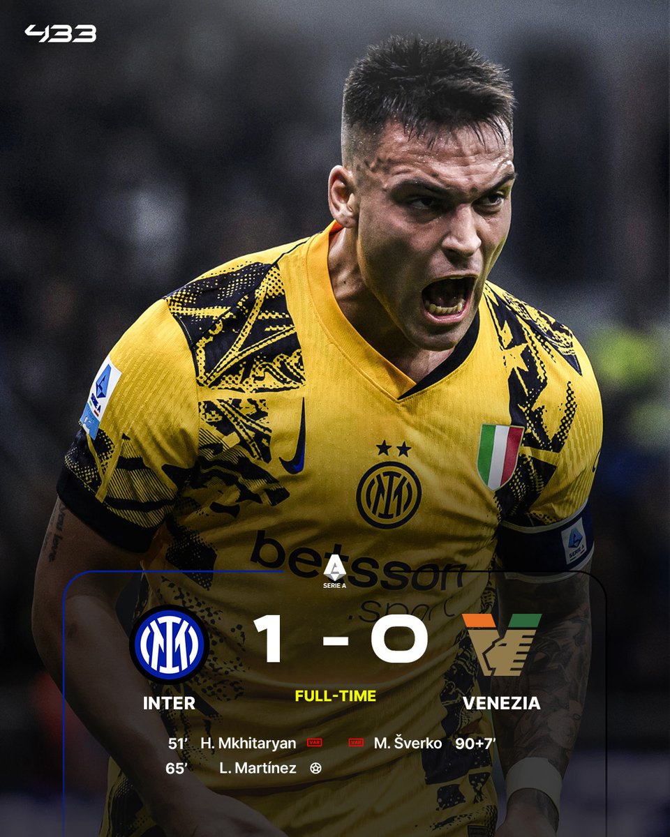 433's tweet photo. Inter win all three points despite late VAR controversy 😮‍💨✔️ https://t.co/WLCaFlake6