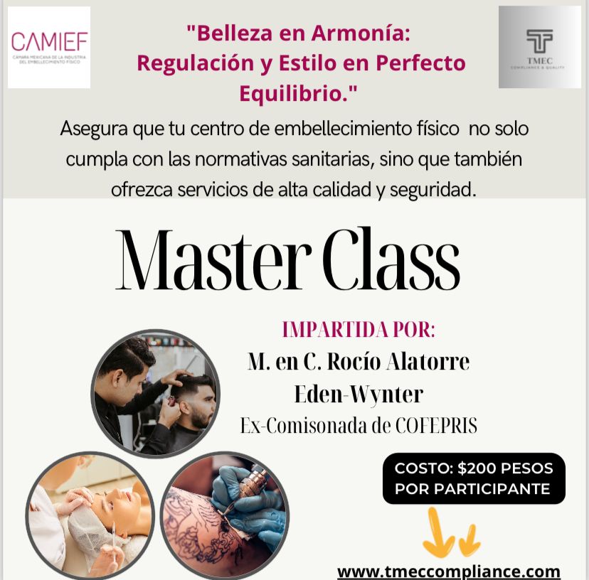 CAMIEFMX's tweet image. Invitada especial M. En C. Rocío Alatorre Eden-Wynter  ex comisionada de la COFEPRIS.
Verifica cumplimiento e materia de salud. 
Te esperamos Jueves 7 de noviembre de 10:00 a 12:00
#ComunidadCAMIEF #LaBellezaComoPrincipioLaExcelenciaComoFin #ServiciosCaMIEF #Certificaciones