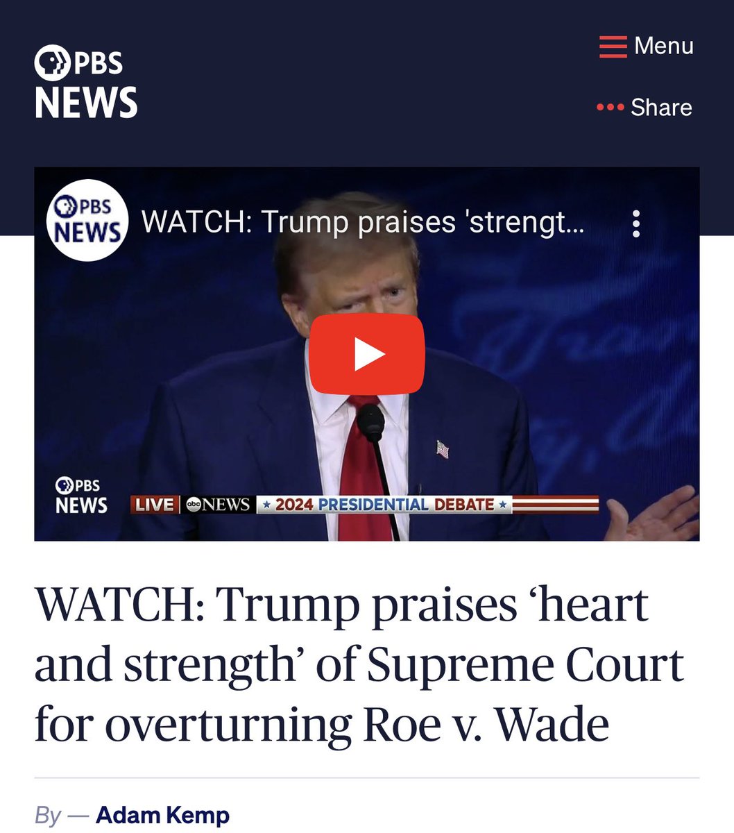 <a href="/espenteigen/">Espen Teigen</a> Det er det eg seier. Det skjedde ikkje før han hadde fått innsett nokre erkekonservative dommarar i Høgsterett. Han skryter stadig av at han bidrog til å forkaste Roe v Wade.