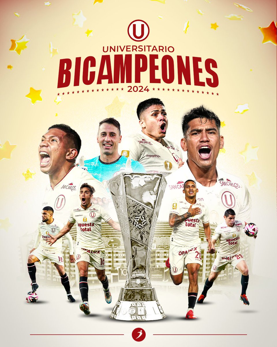ovacionweb's tweet photo. 🏆🏆 ¡BICAMPEÓN NACIONAL! ⚽Ⓤ❤️
#Universitario se proclamó ganador del Torneo Clausura y Bicampeón nacional al consagrarse en la Liga 1 2024. Gran celebración en el centenario del combinado 'Crema'. 🇵🇪

#Liga1xOvación https://t.co/7IYcL5b5B3