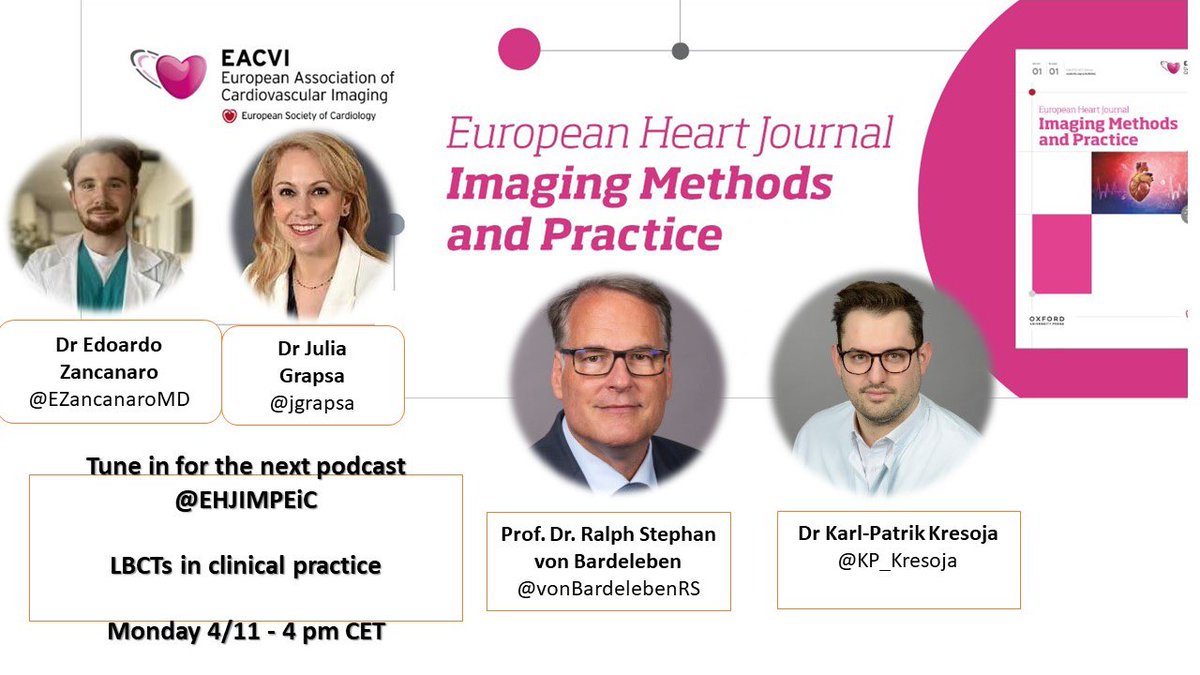 EHJ-IMP Editor-in-Chief (@ehjimpeic) on Twitter photo It’s a final countdown - tune in on <a href="/X/">X</a> space at 4 pm CET tomorrow & listen on how to interpret VHD LBCTs into clinical practice - with <a href="/EZancanaroMD/">Edoardo Zancanaro MD</a> <a href="/vonBardelebenRS/">Univ.-Prof. Dr. Ralph Stephan von Bardeleben</a> <a href="/KP_Kresoja/">Karl-Patrik Kresoja</a> <a href="/JGrapsa/">Julia Grapsa MD, PhD</a> #EHJIMP <a href="/ESC_Journals/">European Society of Cardiology Journals</a> <a href="/EACVIPresident/">EACVI President</a> <a href="/alessia_gimelli/">Alessia Gimelli</a> <a href="/BakhshiHooman/">Hooman Bakhshi</a> <a href="/pabloplopez_/">Pablo Pérez López</a> It’s a final countdown - tune in on <a href="/X/">X</a> space at 4 pm CET tomorrow & listen on how to interpret VHD LBCTs into clinical practice - with <a href="/EZancanaroMD/">Edoardo Zancanaro MD</a> <a href="/vonBardelebenRS/">Univ.-Prof. Dr. Ralph Stephan von Bardeleben</a> <a href="/KP_Kresoja/">Karl-Patrik Kresoja</a> <a href="/JGrapsa/">Julia Grapsa MD, PhD</a> #EHJIMP <a href="/ESC_Journals/">European Society of Cardiology Journals</a> <a href="/EACVIPresident/">EACVI President</a> <a href="/alessia_gimelli/">Alessia Gimelli</a> <a href="/BakhshiHooman/">Hooman Bakhshi</a> <a href="/pabloplopez_/">Pablo Pérez López</a>
