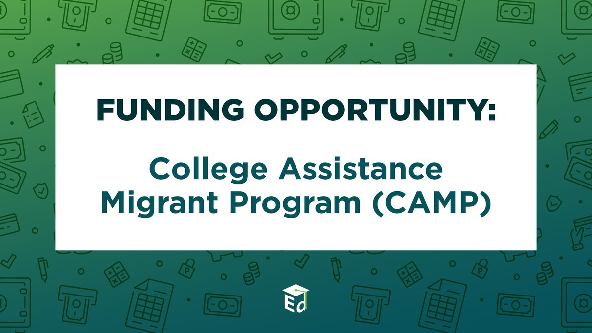 usedgov's tweet photo. ED’s College Assistance Migrant Program (CAMP) helps migratory &amp; seasonal farmworkers or immediate family members complete their first year of college &amp; continue postsecondary education. 

Learn how your institution of higher ed or non-profit can apply: https://t.co/wiMKqIPy9k https://t.co/3nhltqj0Q6