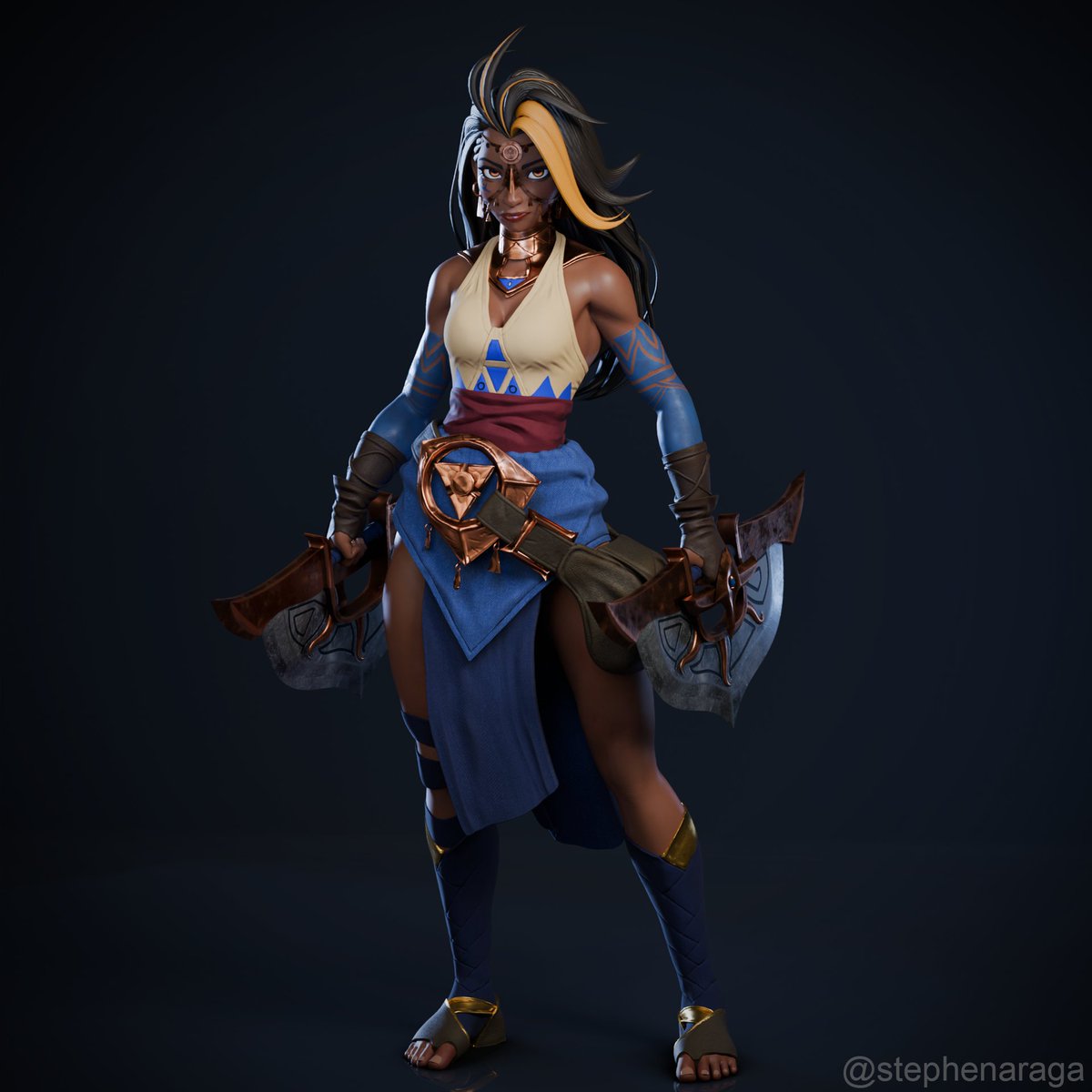 StephenAraga's tweet photo. 3d character art I worked on in my spare time, concept art by @HouChina2, #characterart #3DCG #characterdesign #blender #gameart #2dto3d #3dart #digitalarts https://t.co/nAmKqAo1tv