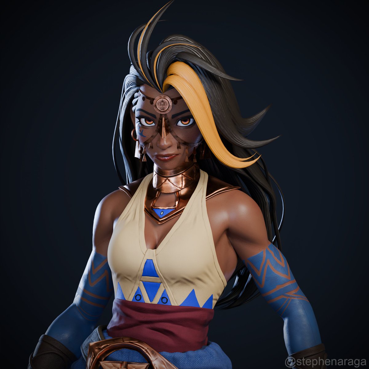StephenAraga's tweet photo. 3d character art I worked on in my spare time, concept art by @HouChina2, #characterart #3DCG #characterdesign #blender #gameart #2dto3d #3dart #digitalarts https://t.co/nAmKqAo1tv