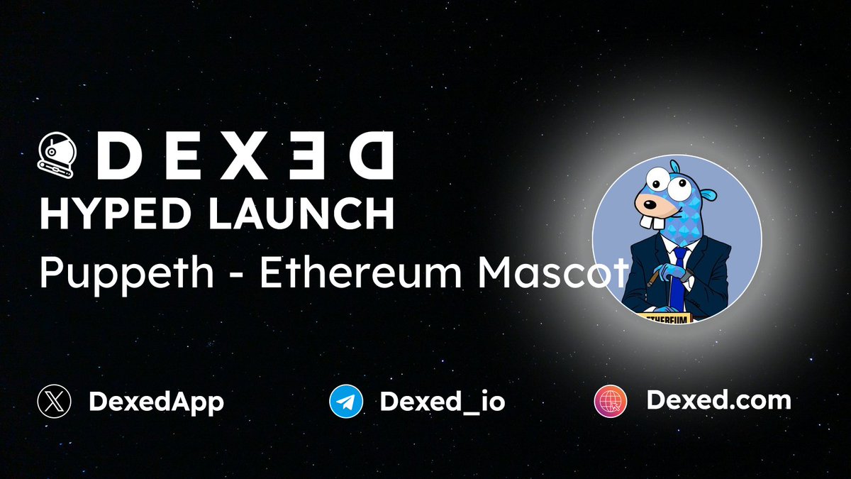 dexed_eth's tweet image. 🔥#ETH HYPED LAUNCH
Puppeth - Ethereum Mascot $PUPPETH - t.me/puppetherc20 #PUPPETH
📄 CA : 0x2a8d8fb39eb072432bc42752869f2fD0E7273EDF
📈 Chart : dexed.com/eth/0x243CBb8C…
🚀 Vote : dexed.com/eth/0x243CBb8C…

╰┈➤ Follow @DexedApp
