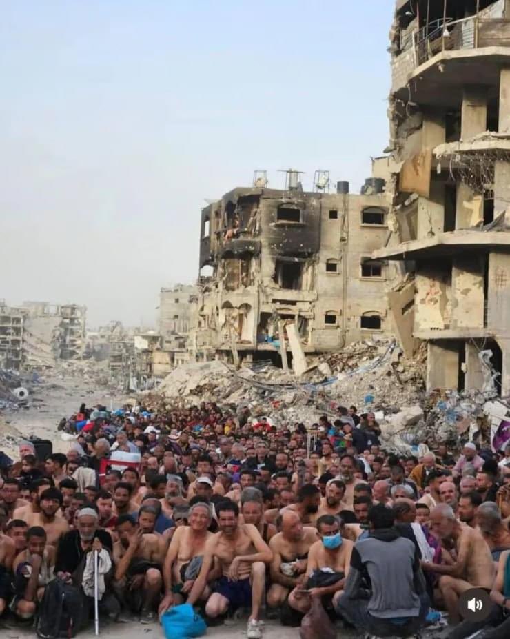 These images are seared into our collective consciousness as a symbol of bestiality, brutality and eternal shame. Hundreds of Palestinian men stripped naked in the middle of rubble in Jabalya. When and how will this end? Where is humanity?