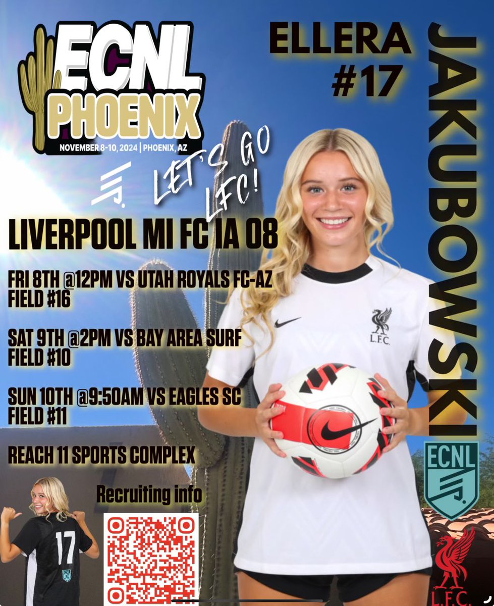 Ellera Jakubowski (@ejakubowski4) on Twitter photo First showcase of the season in Phoenix. Hope to see you there! <a href="/LFCIAMichigan/">Liverpool FC International Academy Michigan</a> <a href="/ECNLgirls/">ECNL Girls</a> First showcase of the season in Phoenix. Hope to see you there! <a href="/LFCIAMichigan/">Liverpool FC International Academy Michigan</a> <a href="/ECNLgirls/">ECNL Girls</a>