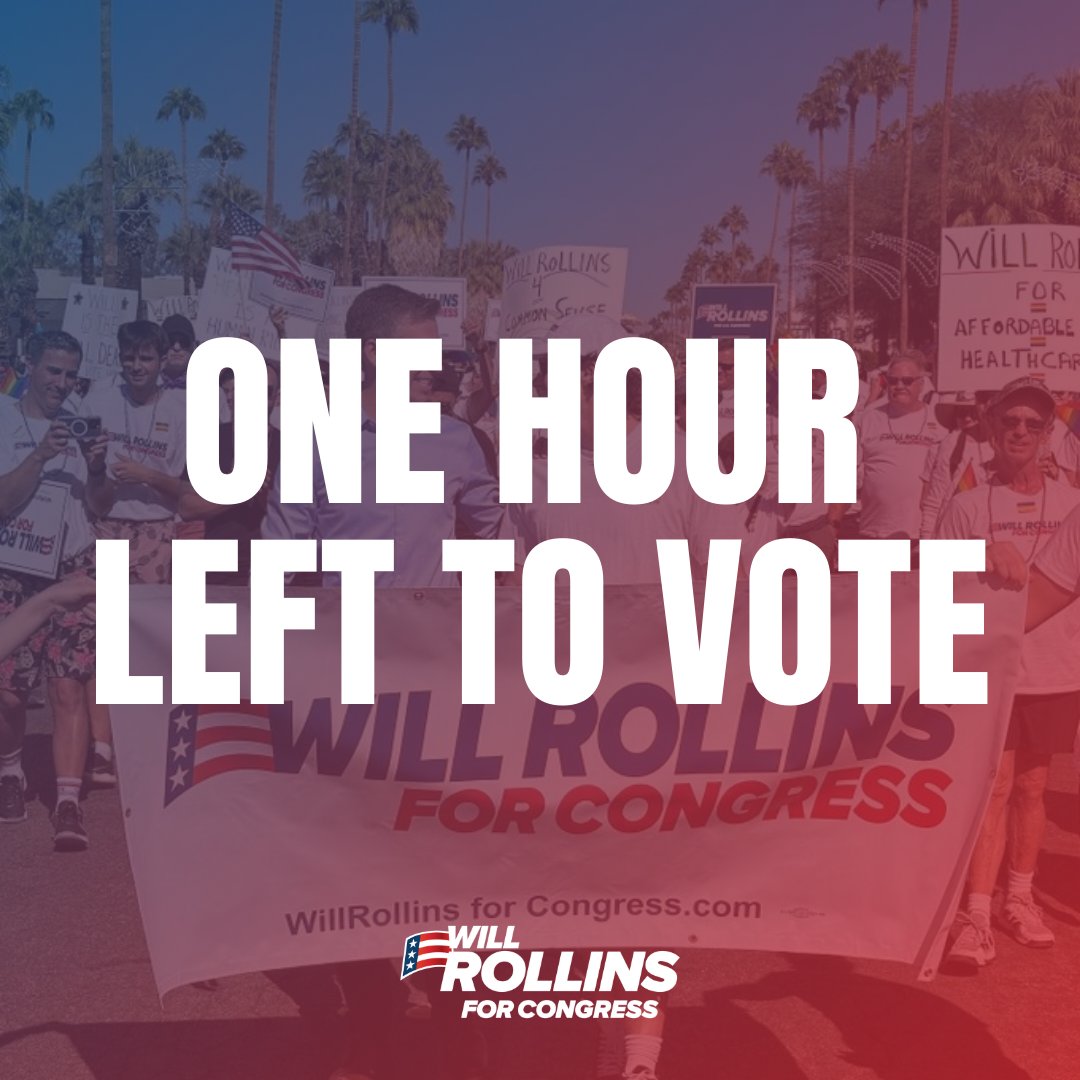 We have one more hour until polls close in California.

If you are in line when polls close, stay in line–your vote will be counted.

Let’s make history and flip California’s 41st, together.