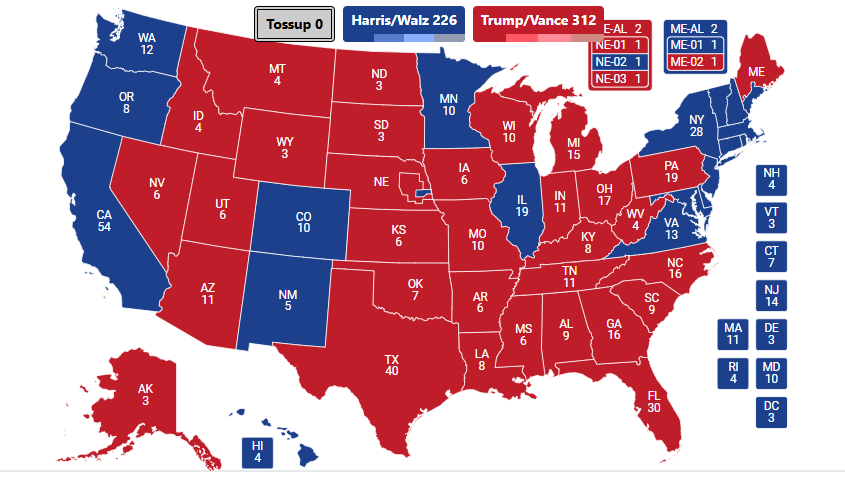 DisaffectedI's tweet photo. My final 2024 Presidential, Senate, House, and Governor predictions: https://t.co/5qlPl4BSuX