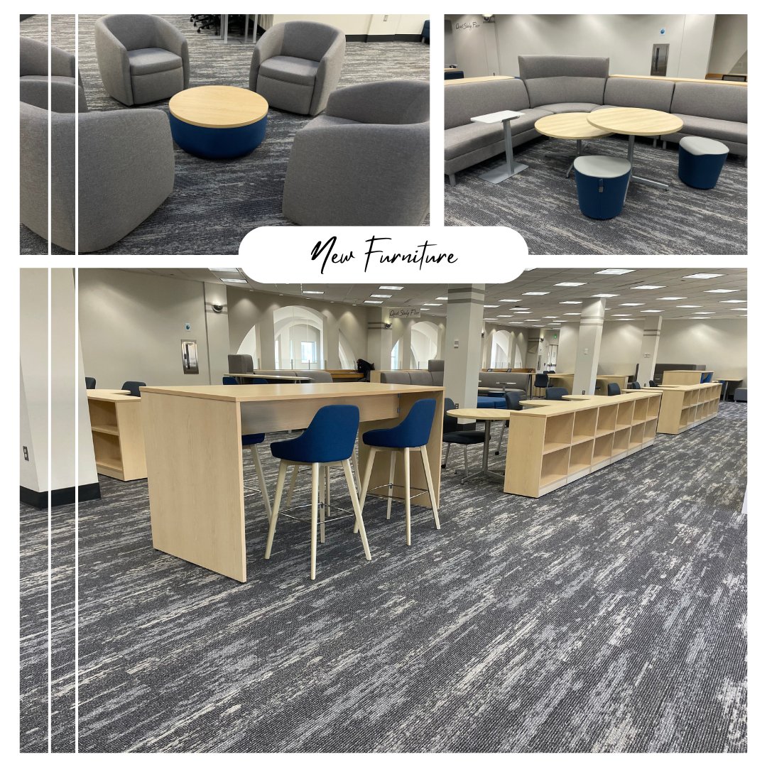 #WhatsNewWednesday Exciting news! We have our new furniture in, including more seating areas and study spots, perfect for solo or group sessions. Stop by and help make the most of our new setup!