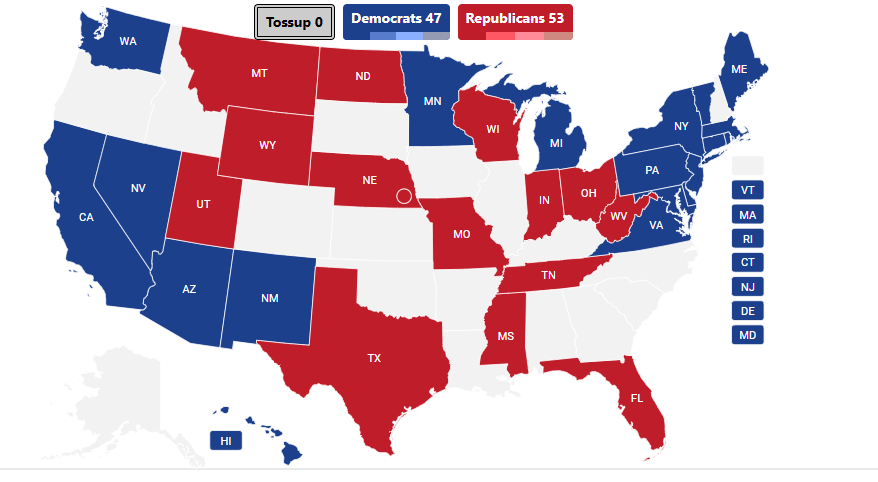 DisaffectedI's tweet photo. My final 2024 Presidential, Senate, House, and Governor predictions: https://t.co/5qlPl4BSuX