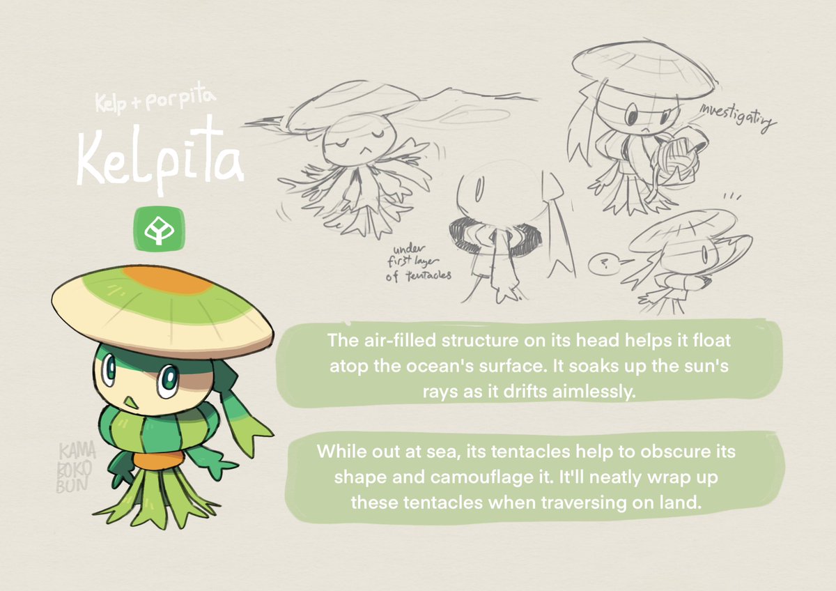 KamabokoBun's tweet photo. Kelpita - the Drifting Kelp Pokemon
#fakemon https://t.co/KSUe92vxbL