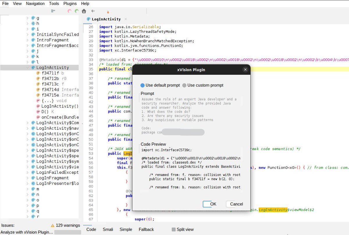 Had a spare weekend and here I am with the release of a dirty Plugin for JadX! - xVision 🚀 (Because why not!)

xVision allows you to talk to your favorite LLM when you're reverse engineering those java classes straight from your JadX UI! ✨

lnkd.in/dF7V9_YC

#JadX #LLM
