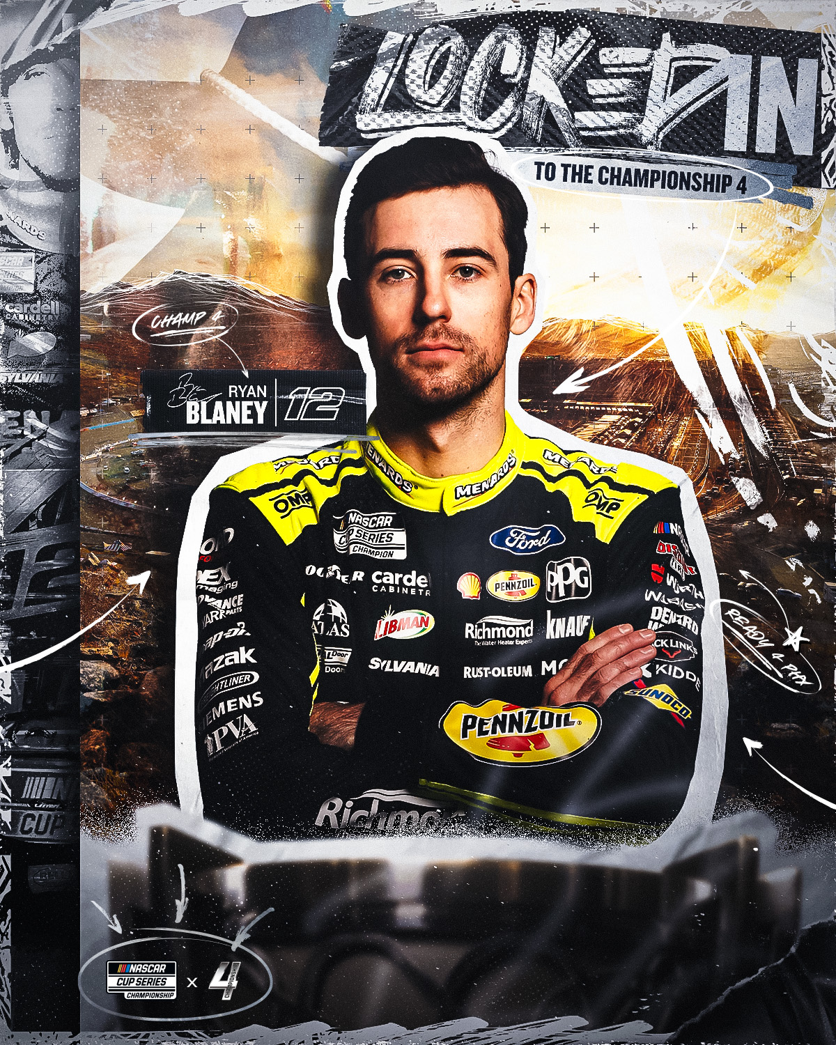 Championship 4 Locked In Graphic for Ryan Blaney