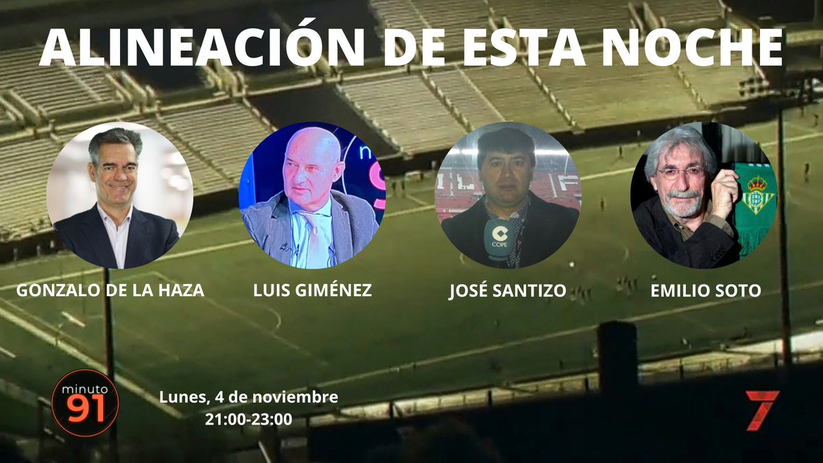 🧐 Vuelve #Minuto91Sevilla con la actualidad de nuestros equipos.

❤️ Derrota del #SevillaFC ante la Real Sociedad.

💚 El #RealBetis salva un punto contra el Athletic.

👥 Con <a href="/gondelahaza/">Gonzalo</a>, <a href="/luisgimenezm/">Luis Gimenez</a>, <a href="/SantizoMister/">José Santizo</a> y <a href="/EmilioSoto10/">Emilio Soto</a>.

📺 En directo a las 21:00 en <a href="/7TVSevilla/">7TV Sevilla</a>.