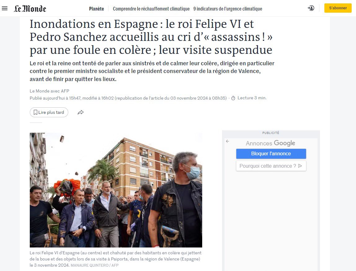 RicardChulia's tweet photo. Com no ha de guanyar l’extrema dreta si, quan perd, resulta que li regalem la victòria? 

L’escridassada de hui a Paiporta no és una victòria de l’extrema dreta. Però què vos heu fumat? 

Ací teniu la notícia en portada de BBC, Le Monde, etc. On està l’extrema dreta? https://t.co/0n3OyDEvzO