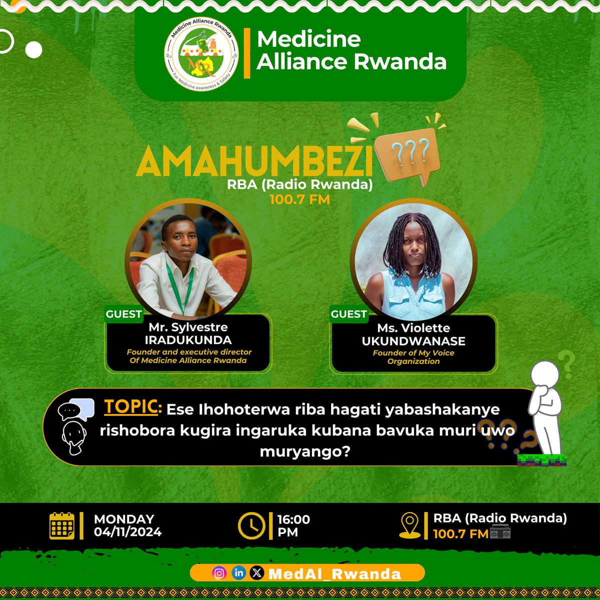 Ihohoterwa riba hagati yabashakanye rigira ingaruka mbi kurubyiruko rukurira muri bene iyo miryango ikorerwamo Ihohoterwa , amakuru aracyari make kubabyeyi ndetse ndetse no kurubyiruko kuri iki kibazo , hakorwa iki ? Uruhare rwa buriwese ni uruhe ? Tubane kuri #RBAAmahumbezi 4Pm