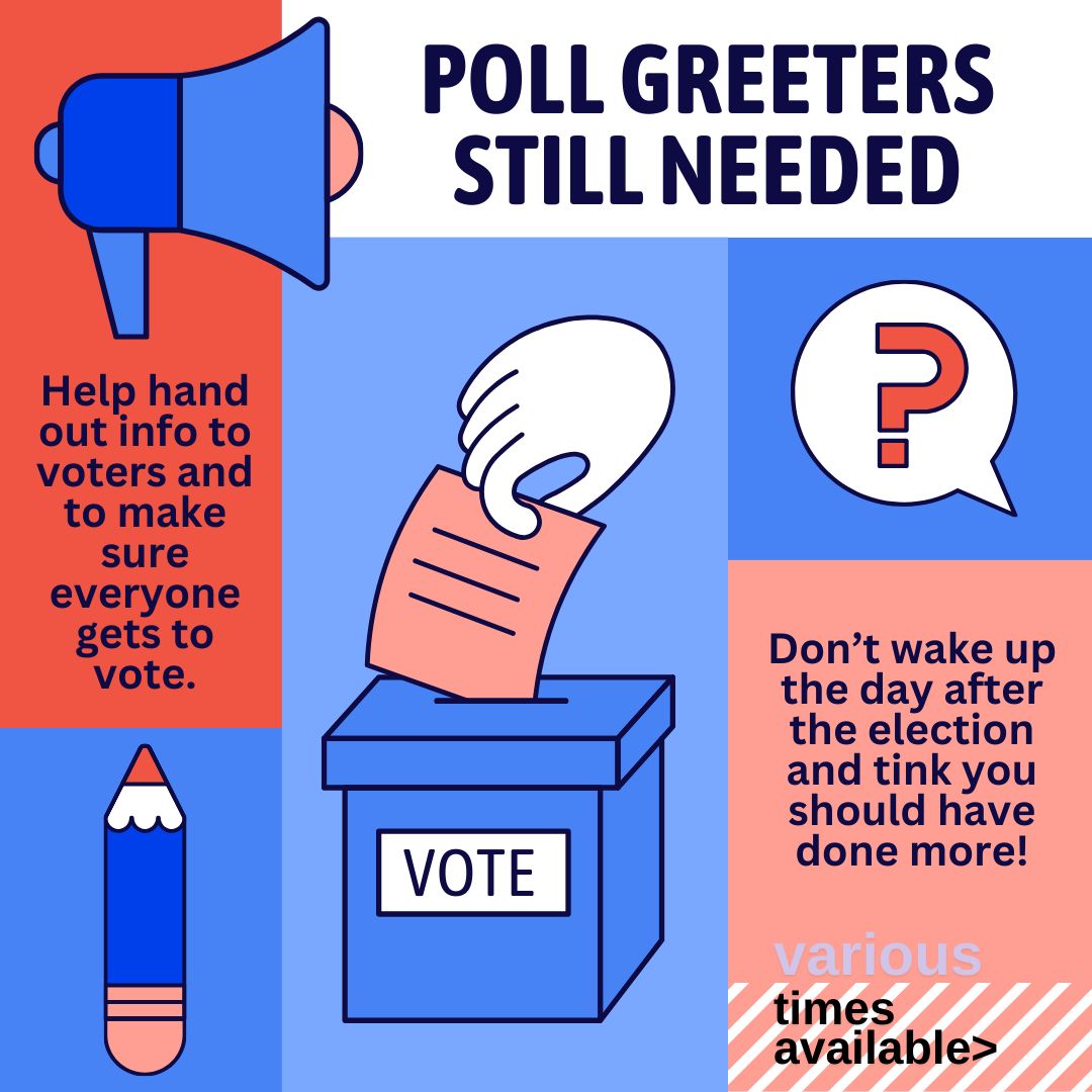 YorkCountyDems's tweet photo. We are still looking for poll greeters for Election Day. Please go to https://t.co/E2Hy2qZGkg  to sign up. Give us just a few hours to hand out literature for candidates and to ensure all voters get the chance to vote! https://t.co/p9e5GTlTl3