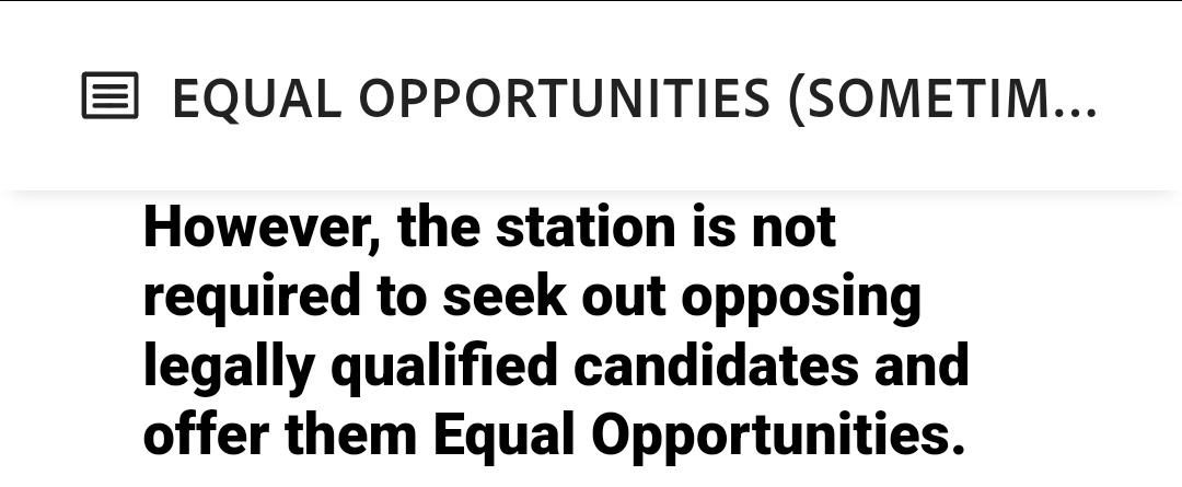 FOSTERinUnity's tweet image. FCC's Brendan Carr appears to be fussing over nothing. NBC is not required to offer equal time. They are required to provide it if asked by the candidate. 

It doesn't need to be the same program. 

Everyone can pipe down about Harris' appearance on SNL.

fcc.gov/sites/default/…