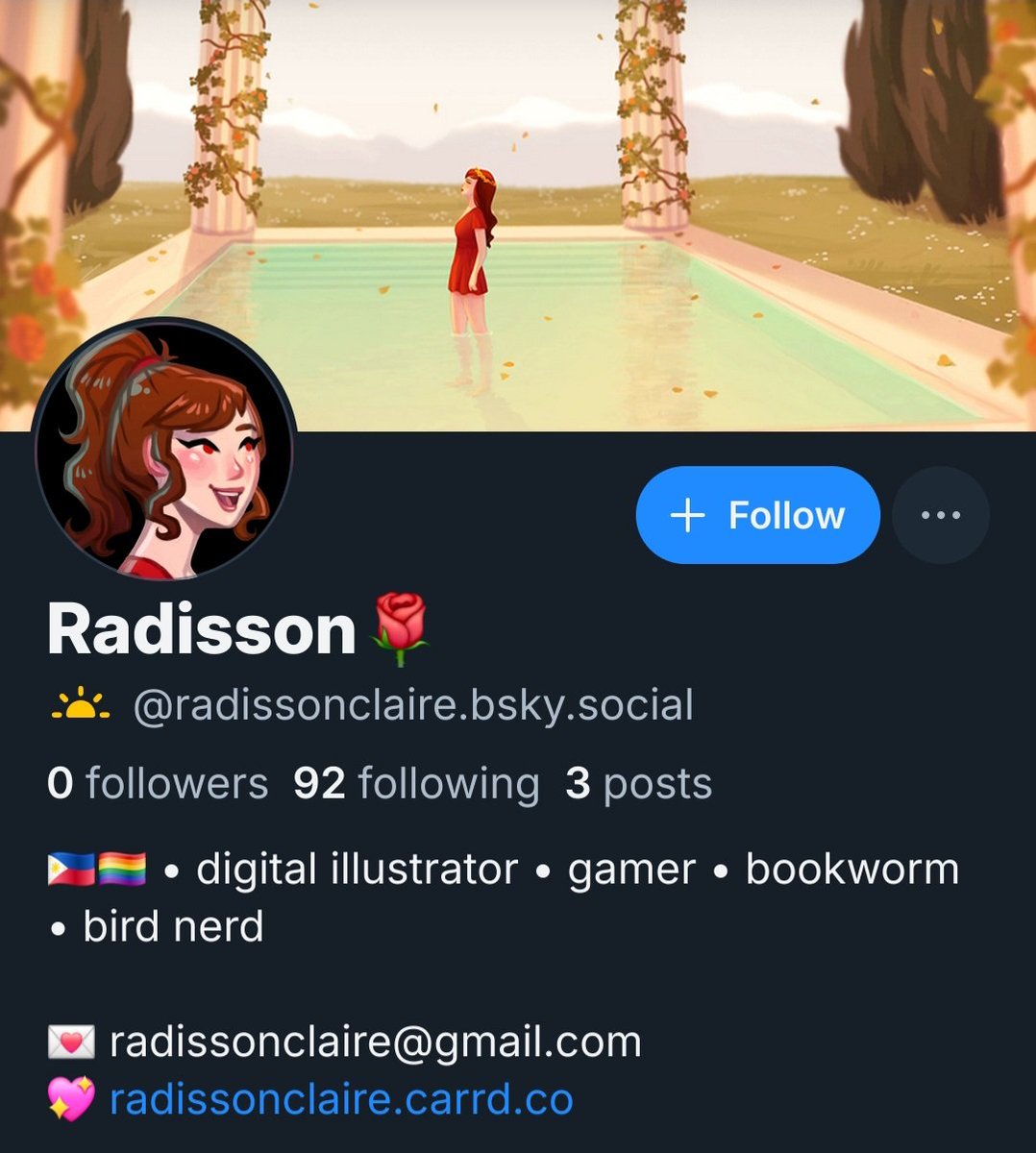 RadissonClaire's tweet photo. Finally hopped onto bsky! Not quitting the bird app but will probs post more over there 🦋 Maybe. Lol. https://t.co/6TBYgF1tzm