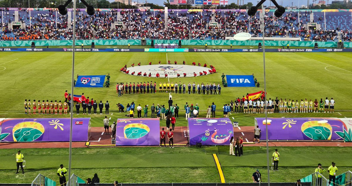 En la final del <a href="/FIFAWWC/">FIFA Women's World Cup</a> sub 17, Corea del Norte y España, aquí en Santo Domingo, República Dominicana.