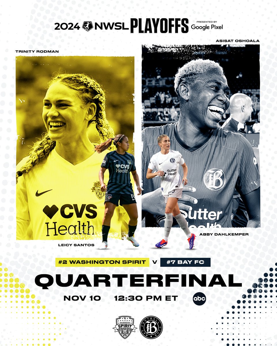 The 2021 NWSL Champions host an expansion team on a hot streak, this quarterfinal match is going to be 🔥

2024 NWSL Playoffs presented by <a href="/madebygoogle/">Made by Google</a>