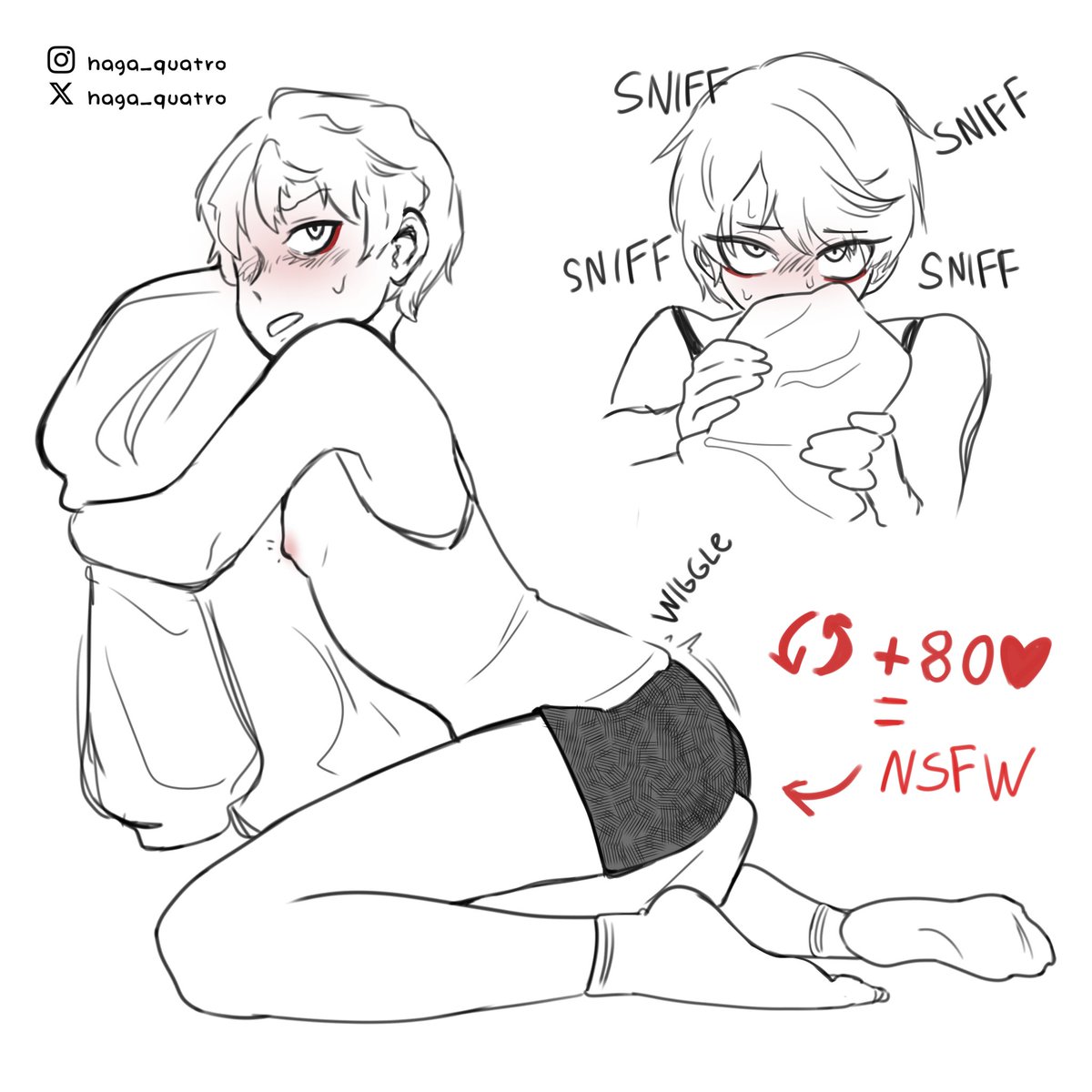 haga_quatro's tweet photo. I'm thinking about making +18 art,
I'm tired of being Soft, so I'm warning you guys, be careful 🫣

80 ♥️ = nsfw of this baby!

I want to see something... 

#suicideboy #nsfw #hentai https://t.co/F2j5los3EV
