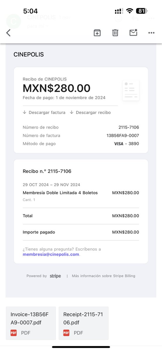 lamb123's tweet photo. @ayudacinepolis hola. El día viernes se cobró la membresía Cinépolis de 4 pases dobles y hasta hoy no puedo comprar boletos con ella en la app. Tampoco se ha cargado los puntos de la compra en mi cuenta CC https://t.co/cKkUQQoo5z