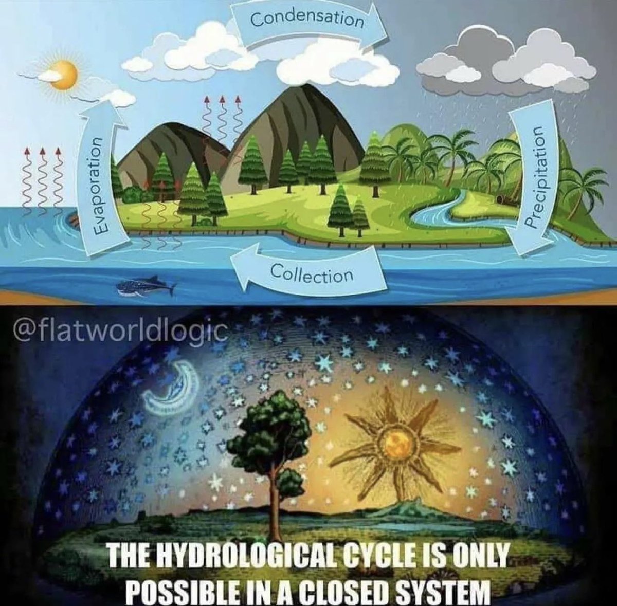 FlatEarthZone's tweet photo. Greetings All
As a Truther, and Understanding that the earth is Flat, there comes with it a few other reality bending truths that should also be understood...

To mention a few - #FlatEarth means.......

✔️The Sun, Moon and Stars rotate above Earth, within the Firmament. 
✔️There is No Space - No Planets, No Galaxies, No Black Holes, No Solar Flares, No Vaccum, None of it.
✔️"Planets" are Uniquely identifiable stars. 
✔️NASA - Not A Space Agency, but rather a Propoganda Machine. (Goes for All "space agencies" ) 
✔️Moon Landings and "Space Travel" are fake - Space does not Exist. 
✔️There is a Dome, separating the Waters above from the Waters below.
✔️The South Pole is the Ice Wall surrounding the Earth, containing its waters. 
✔️A Bird flying North, will have its wings always pointing to the South.
✔️The sun and moon are individual light sources.
✔️Big Bang and Evolution are Fake.
✔️We are His creation 🙏🏼