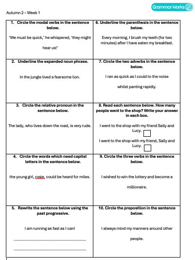 GrammarWorks_'s tweet image. Realised that I’ve regularly tried to find grammar retrieval and recall questions on one page and every time been unsuccessful… so what’s new to Grammar Works? Weekly retrieve quizzes suitable for Year 5 and 6! Uploaded throughout the half term under ‘more’. 
.
#grammarworks