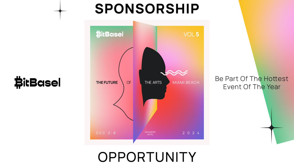 YOU could join us in hosting BitBasel 2024 during Miami Art Week! 💫

This is your chance to join forces with BitBasel to orchestrate 2024's most anticipated art event yet, where Web3 and art come together in Miami.

Become a sponsor and help shape the future of Web3 x Art.

To