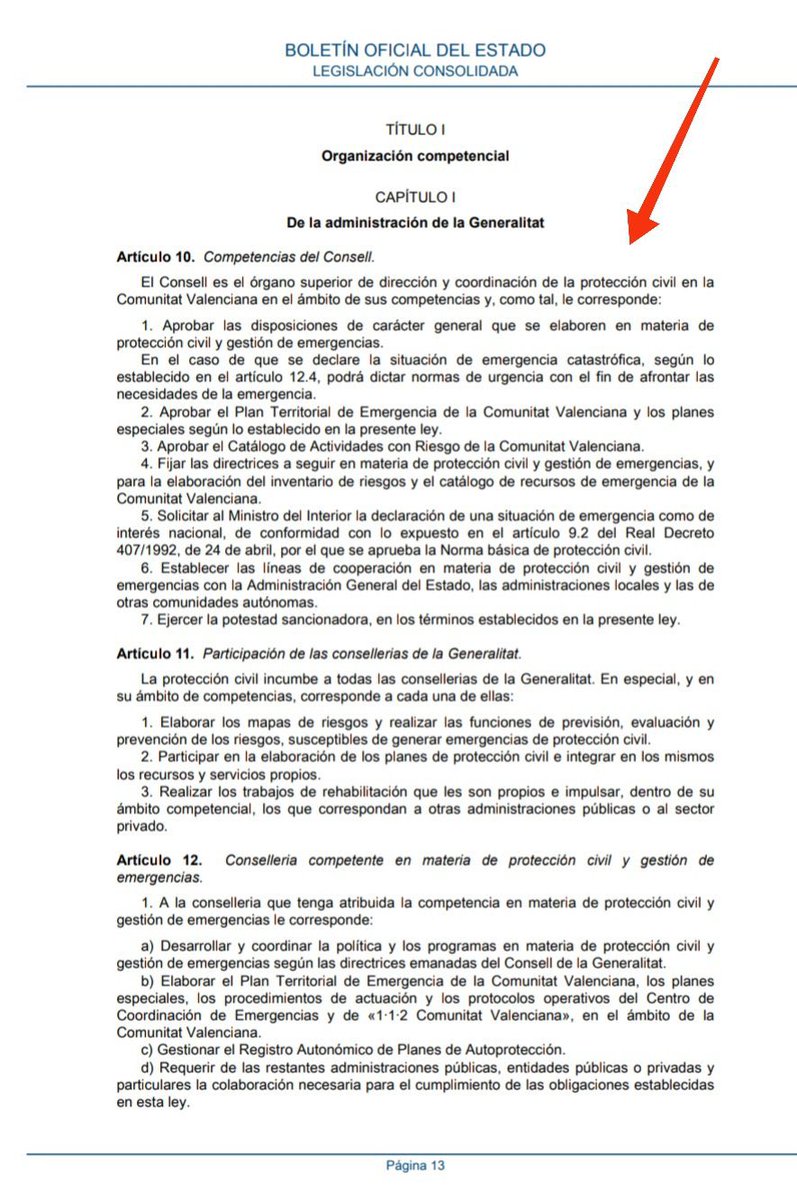 A ver si queda claro así 👇🏻 de quien es la competencia en materia de Protección Civil a nivel autonómico  en #ComunitatValenciana 
#DanaValencia