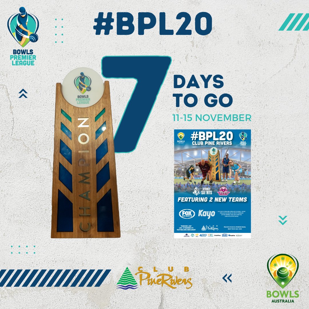 BowlsAustralia's tweet photo. 7οΈβ£ Just a week to go until the historic #BPL20 commences!
Who's excited?? https://t.co/SIdH0tyIDg
