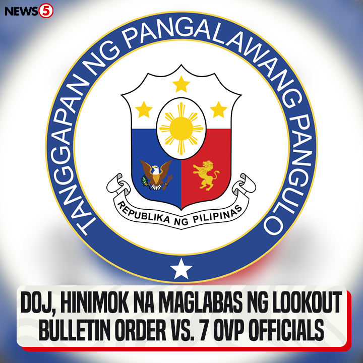 News5PH's tweet photo. Hiniling ng House Committee on Good Government and Public Accountability sa Department of Justice (DOJ) na mag-isyu ng lookout bulletin order laban sa pitong opisyal ng Office of the Vice President (OVP) #News5 https://t.co/iJR9grfqVS