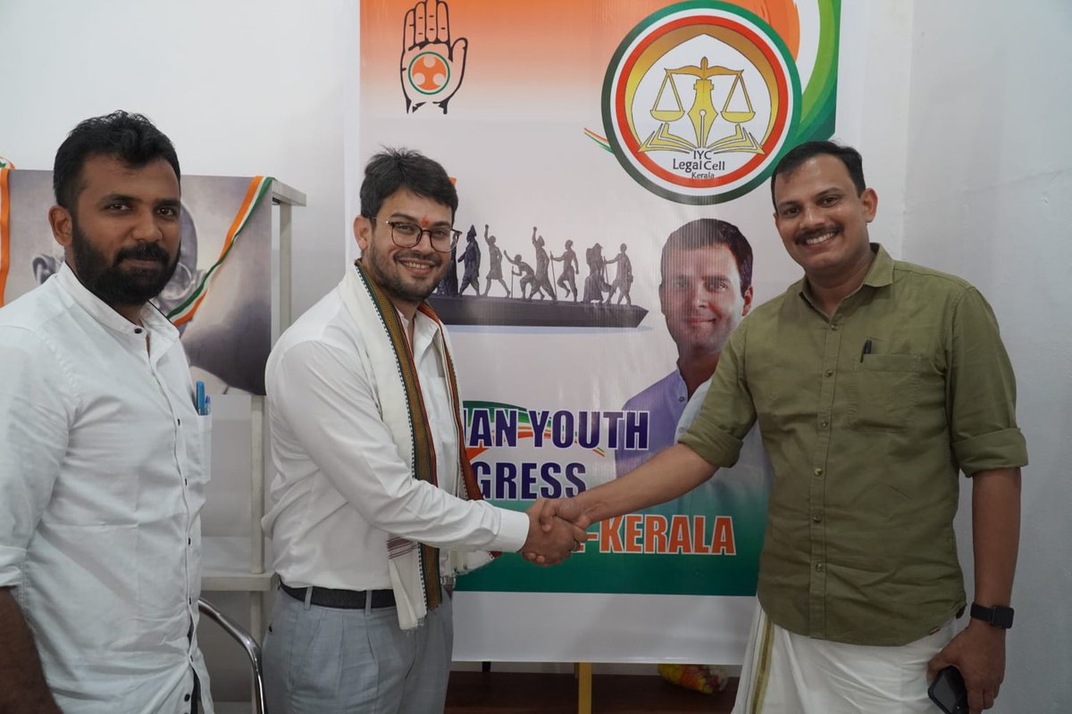 IYCLegalCell's tweet photo. Indian Youth Congress Legal Cell Establishes Pradesh Legal Cell Coordination Center in Palakkad to Support Kerala Assembly By-Elections

Palakkad, Kerala – Following directives from IYC leadership, including President Sh. Uday Bhanu Chib Ji and Incharge Krishna Allavaru Ji, the Kerala unit of the Indian Youth Congress (IYC) Legal Cell  (@IYCKerala)  has taken a decisive step to enhance electoral support by establishing a Pradesh Legal Cell Coordination Center in Palakkad. This center is designed to provide comprehensive legal and organizational assistance for the by-elections across various assembly constituencies, reinforcing the IYC's commitment to upholding democratic principles and legal accountability.

The center was inaugurated by Shri Roopesh Singh Bhadauria, National Chairman of the IYC Legal Cell and a distinguished member of the All India Congress Committee (AICC). Addressing the gathering, Shri Bhadauria Ji underscored the Legal Cell’s unwavering commitment to safeguarding the rights of voters and ensuring a fair, transparent election process. He emphasized that this new office would act as a key resource in protecting democratic principles and addressing any legal concerns that arise during the election.

During the ceremony, Shri Bhadauria Ji introduced a strategic three-point agenda, focusing on:

1. Monitoring MCC Violations – Ensuring strict adherence to the Model Code of Conduct across constituencies to foster a fair and transparent electoral process.
2. Addressing Local Issues – Proactively engaging with and addressing issues relevant to each community, demonstrating the party's commitment to local concerns.
3. Engagement with Bar Associations – Actively working with Bar Associations to strengthen grassroots support and mobilize advocacy for party candidates.

The inauguration was further enriched by the presence of prominent leaders, including Sri VK Sreekandan, Member of Parliament for Palakkad, Sri Mohan, AICC Member and Observer for the Palakkad assembly, and Adv K S Muralikrishnan, Chairman of the Kerala Pradesh Youth Congress Legal Cell. Also present were District Coordinators Adv Philson Mathew, Adv Ansar Basheer, Adv Nishanth, and the President of the Palakkad Bar Association.

The establishment of this new office marks a significant advancement for the Indian Youth Congress Legal Cell, solidifying its role in advocating for pressing legal and social issues. Through this coordinated effort, the IYC Legal Cell aims to safeguard constitutional rights and support a democratic electoral process in Kerala.