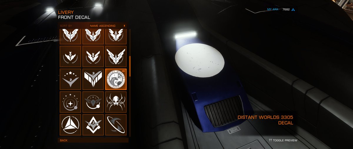 CMDRK10's tweet photo. @EliteDangerous I think the #DistantWorlds3305 decal might be rendering backwards on the Mandalay? https://t.co/k6AIGvGQvB