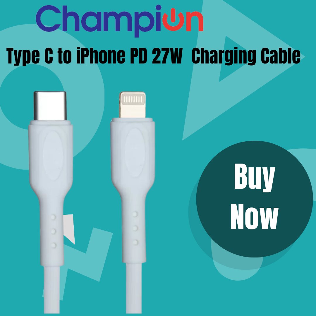 ChampionComps's tweet image. Champion Type-C to iPhone PD 27W Data Sync &amp;amp; Fast Charging Cable PVC for all Apple &amp;amp; Lightning Port Devices (White)
Buy Now 
#TypeCDevices
#StayConnected
#ReliableCharging
#QuickCharge
#SpecialOffers
#LimitedTimeDeal
#BestDeals #GrabTheOffer
#FlashSale
#DiscountDeals
#SaveBig