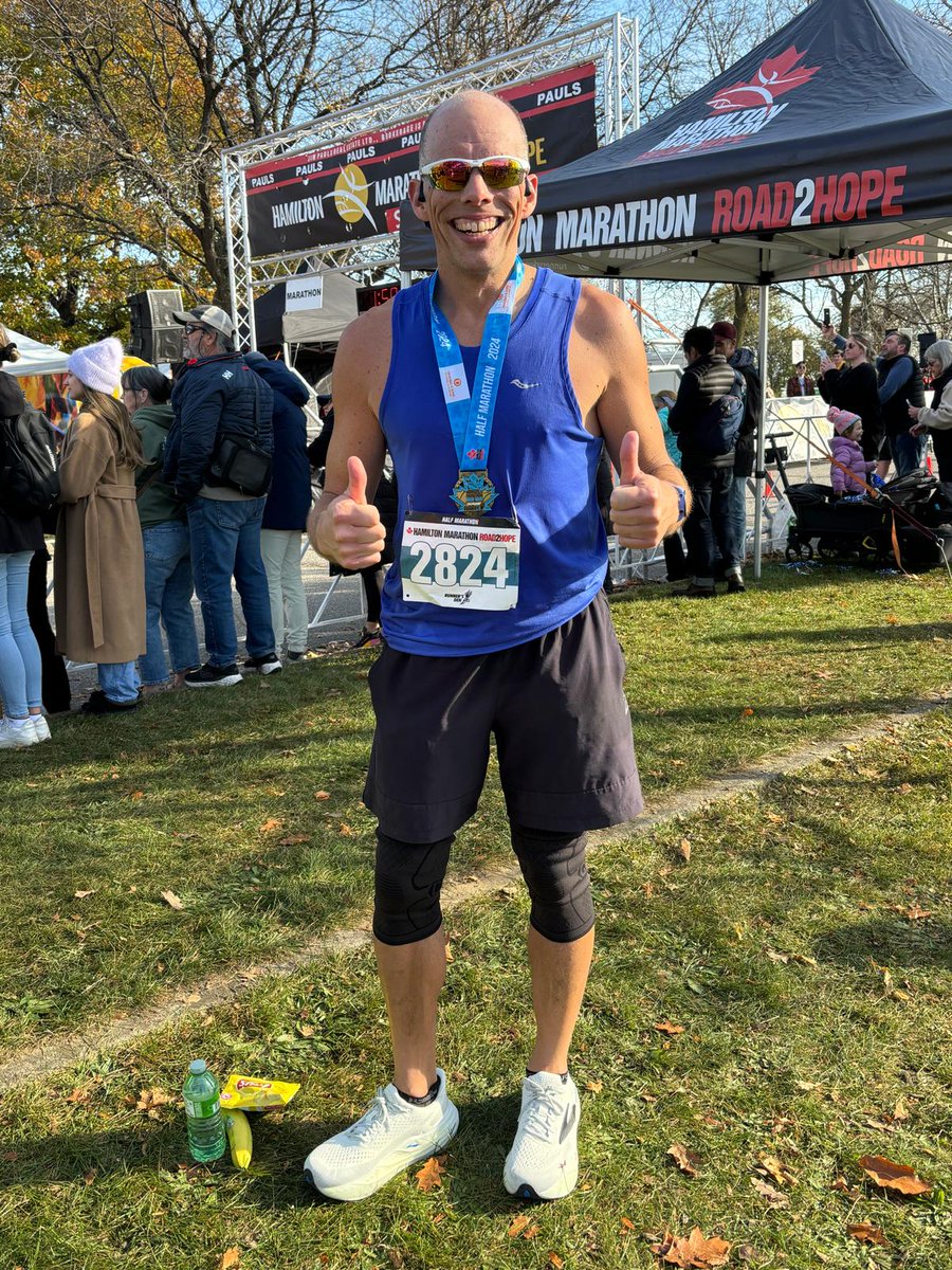 In 2020, I wanted to finish my 1st 1/2 marathon.  Done, 1:53.  I kept training for this distance and today I set a PB at the #Road2Hope of 1:35:45. No secrets to success just, as <a href="/BStulberg/">Brad Stulberg</a> says, relentless consistency. Thanks <a href="/sfostermadill/">Shelley Madill</a> for all your support.