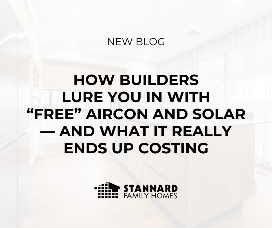 StannardHomes's tweet image. Offered “Free” Aircon or Solar? Beware! That &quot;freebie&quot; might sound like a steal, but it often comes with hidden costs in other parts of the contract. Before you sign, make sure you know where those extra expenses might be hiding. hubs.la/Q02VYmvp0

#HomeBuilderTips