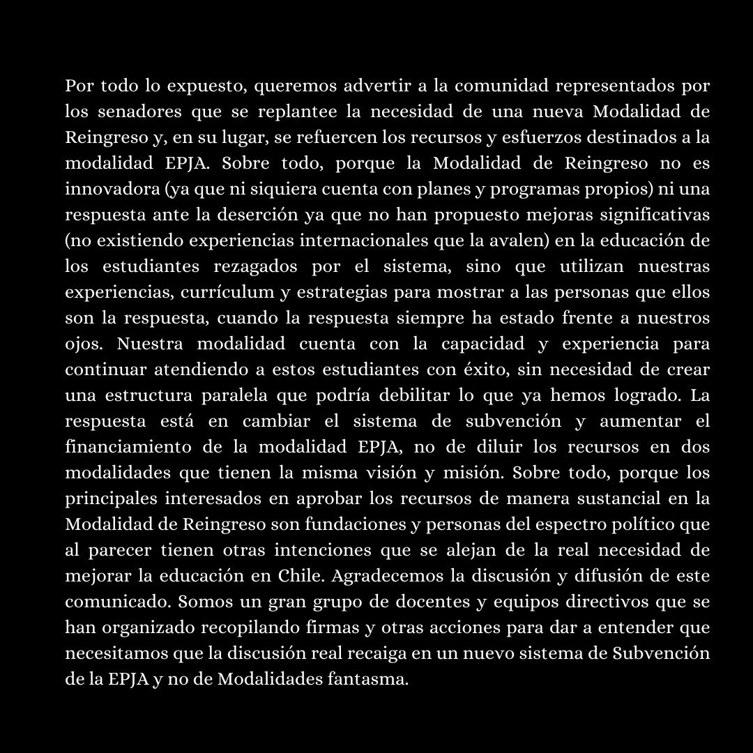 epja_red's tweet photo. Los y las docentes EPJA decimos no a la ley de reingreso escolar y SI al fortalecimiento de la modalidad EPJA que ya aborda este problema. https://t.co/yk8mTHncFH