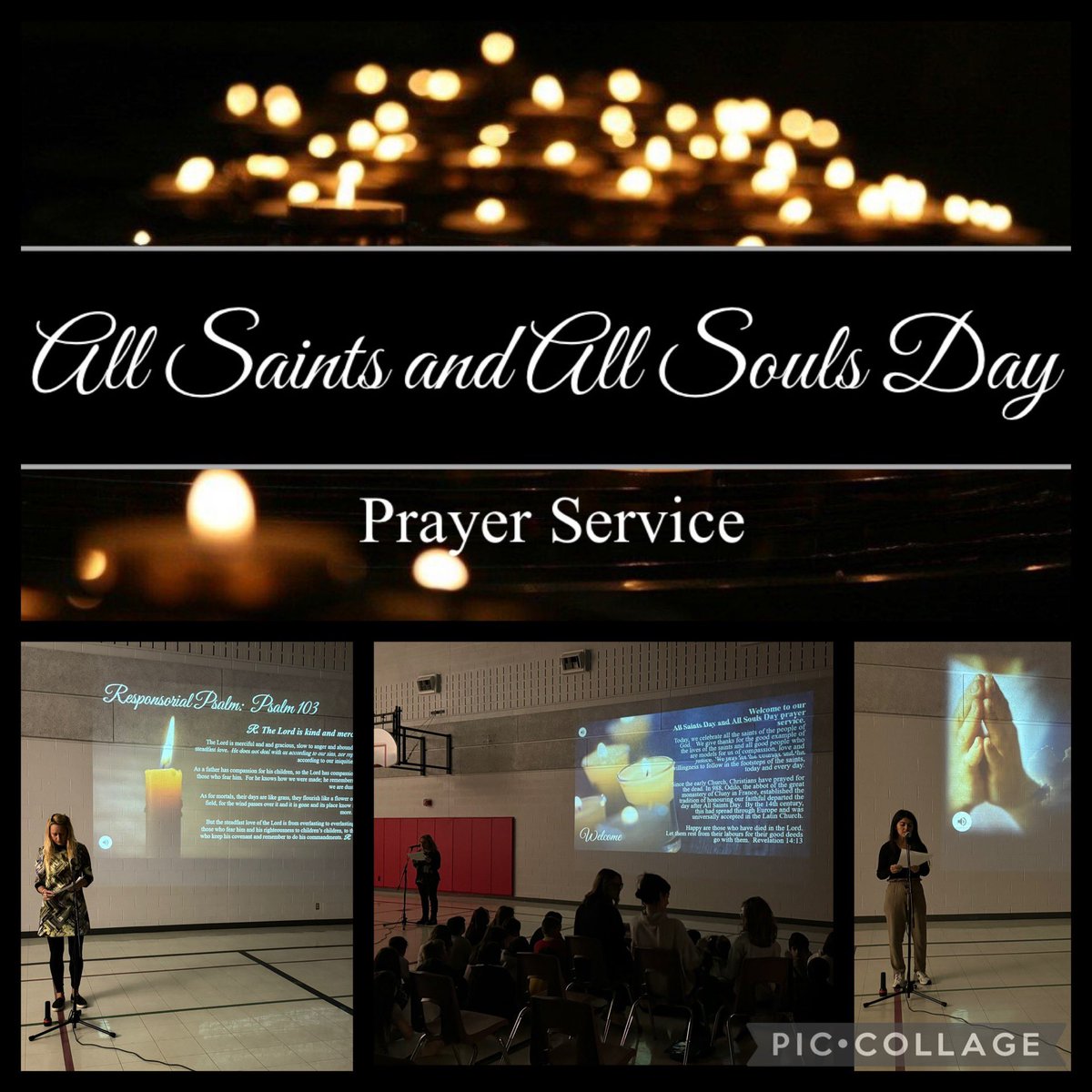 On Fri Nov 1st, our school gathered in prayer in honour of All Saints’ Day &amp; All Souls’ Day. We recognize the powerful, spiritual bond between our lives &amp; the souls in heaven. 
Eternal rest, grant unto them. 🕯🕊
<a href="/angelasaggese9/">Angela SAGGESE</a>
<a href="/SO_AIafrate/">Anna Iafrate</a> <a href="/YCDSB/">York Catholic District School Board</a>