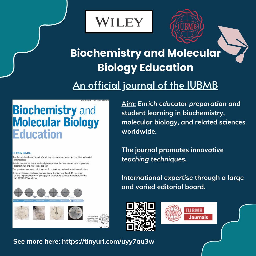 iubmb_trainee's tweet photo. Biochemistry and Molecular Biology Education is committed to enhancing educator preparation and student learning in BMB and related sciences. #IUBMB #BMBEducation #WileyGlobal https://t.co/2JI7PAD9Ii